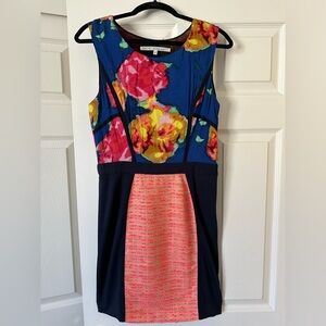 Floral Sleeveless Dress - Blue and Pink